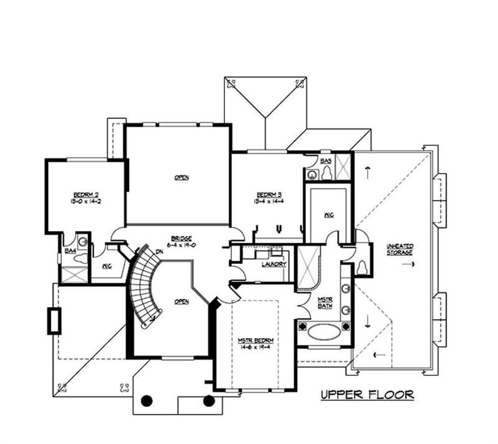 Floor Plan Second Story of Luxury Plan #115-1191